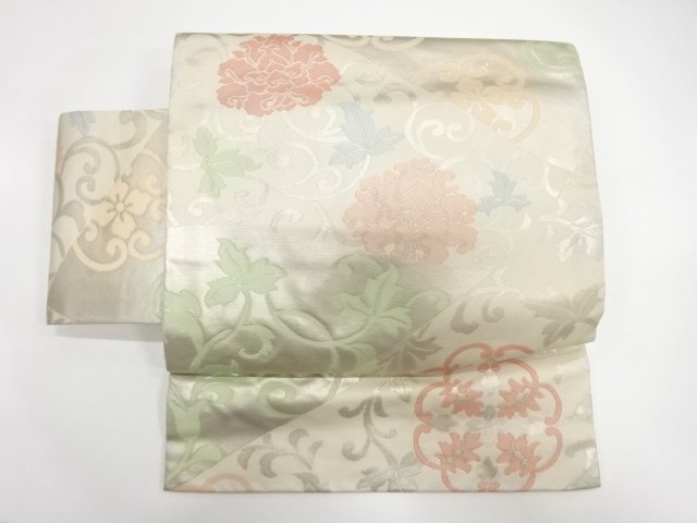 JAPANESE KIMONO / FLOWER ARABESQUE / FLOWER PATTERN WEAVING TSUKURI OB
